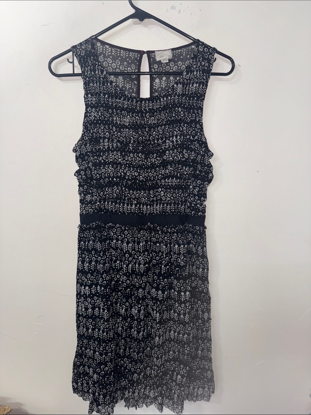 Anthropologie Black & White Sleeveless Patterned Dress